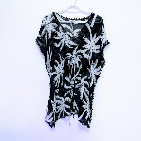 Old Navy Black & White Palm Print Swim Cover-Up - Picture 1 of 2